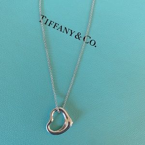 Tiffany & Co Elsa Peretti Open Heart Pendant with 16” sterling silver chain
